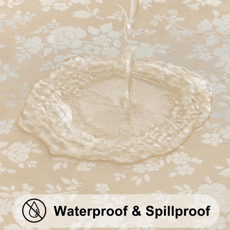 Smiry Square Table Cloth, Waterproof Heavy Duty Vinyl Tablecloths, Wipeable Washable Table Cover for Kitchen and Dining Room (Beige, 54" X 54") - Image 2